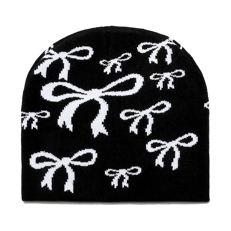 2025 Autumn and Winter New Wool Hat Brimless Cap Korean Version Trendy Versatile Thermal Hat Bow Knitted Hat Children