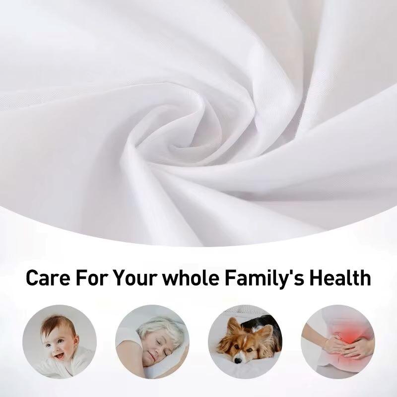 Waterproof Fitted Sheet Bedding Cover Bed Cloth Solid Color Mattress ,Soft Breathable Noiseless Bed Cover Deep Pocket Large Size
