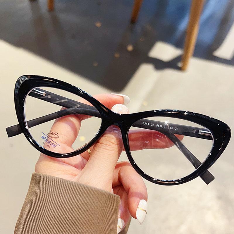 Eyewear Frame Vintage Anti Blue Light Cat Eye Glasses Women Luxury Brand Designer Ladies Myopia Prescription Optical Frames