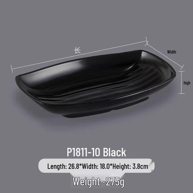 Melamine Rectangular Dinner Plate for Hot Pot, BBQ, and Cold Dishes - Porcelain-Look Restaurant Plate.