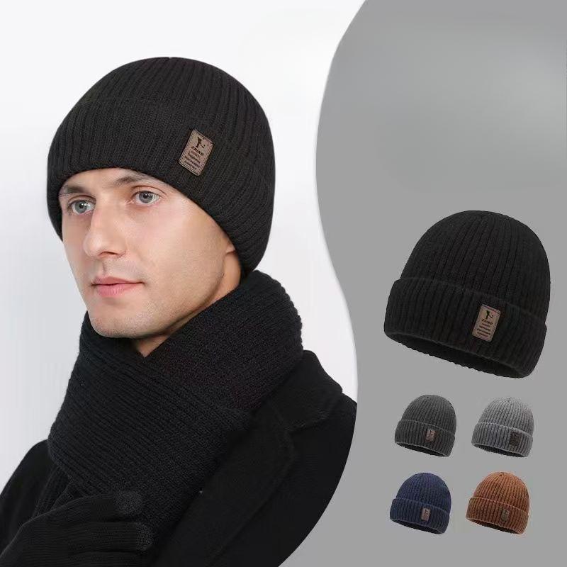 Hat Winter Cold Proof Knitted Hat Plus Velvet Thickened Warm Men's Wool Hat Cotton Hat Winter Riding Wind Proof Cold Hat
