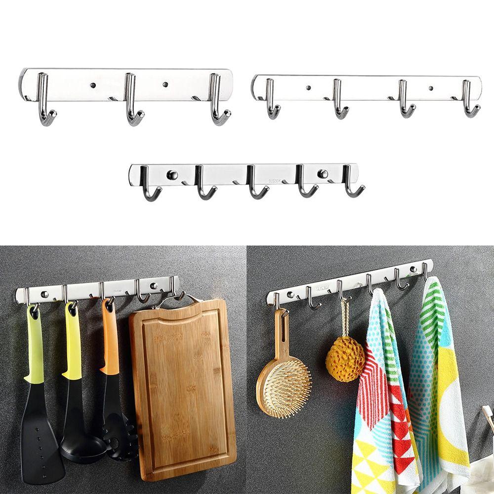 

Стальной кухонный крючок Прочный бесследный крючок для одежды Настенная вешалка Аксессуары для ванной комнаты Крючки Стойка