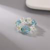 Bohemian Handmade Colorful Crystal Beaded Imitation Pearl Rings Continuous Circle Minimalist Wedding Promise Stacked Finger Ring