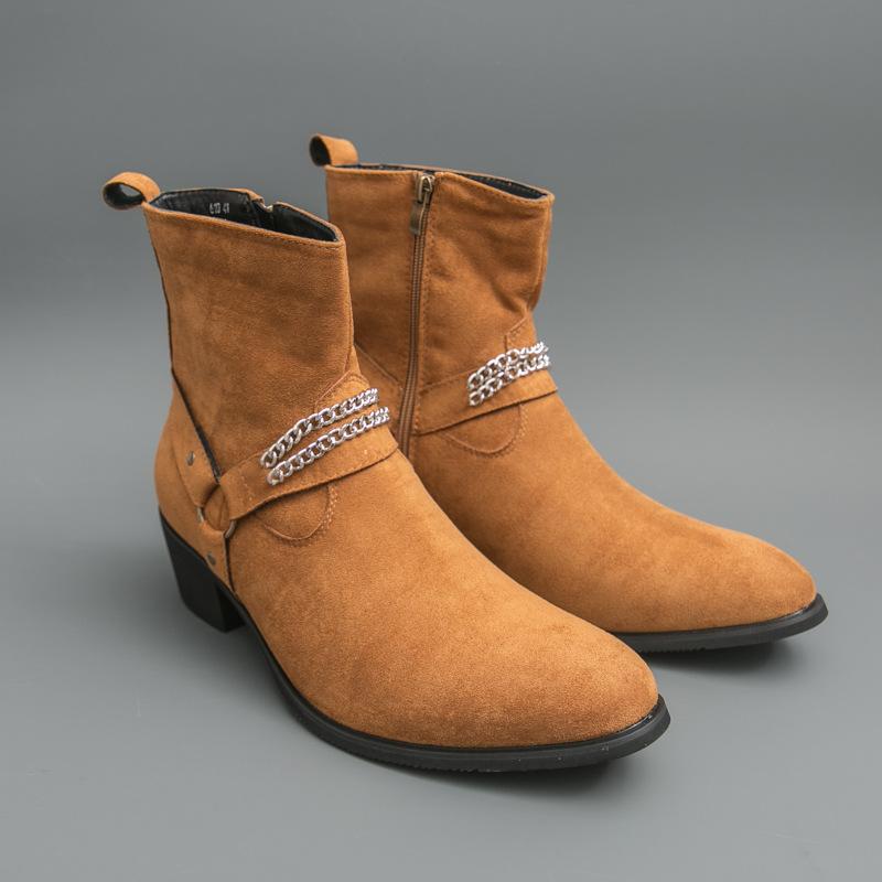 

Men s leather boots large size autumn and winter new men s Martin boots fashion British style Chelsea boots suede short boots 46