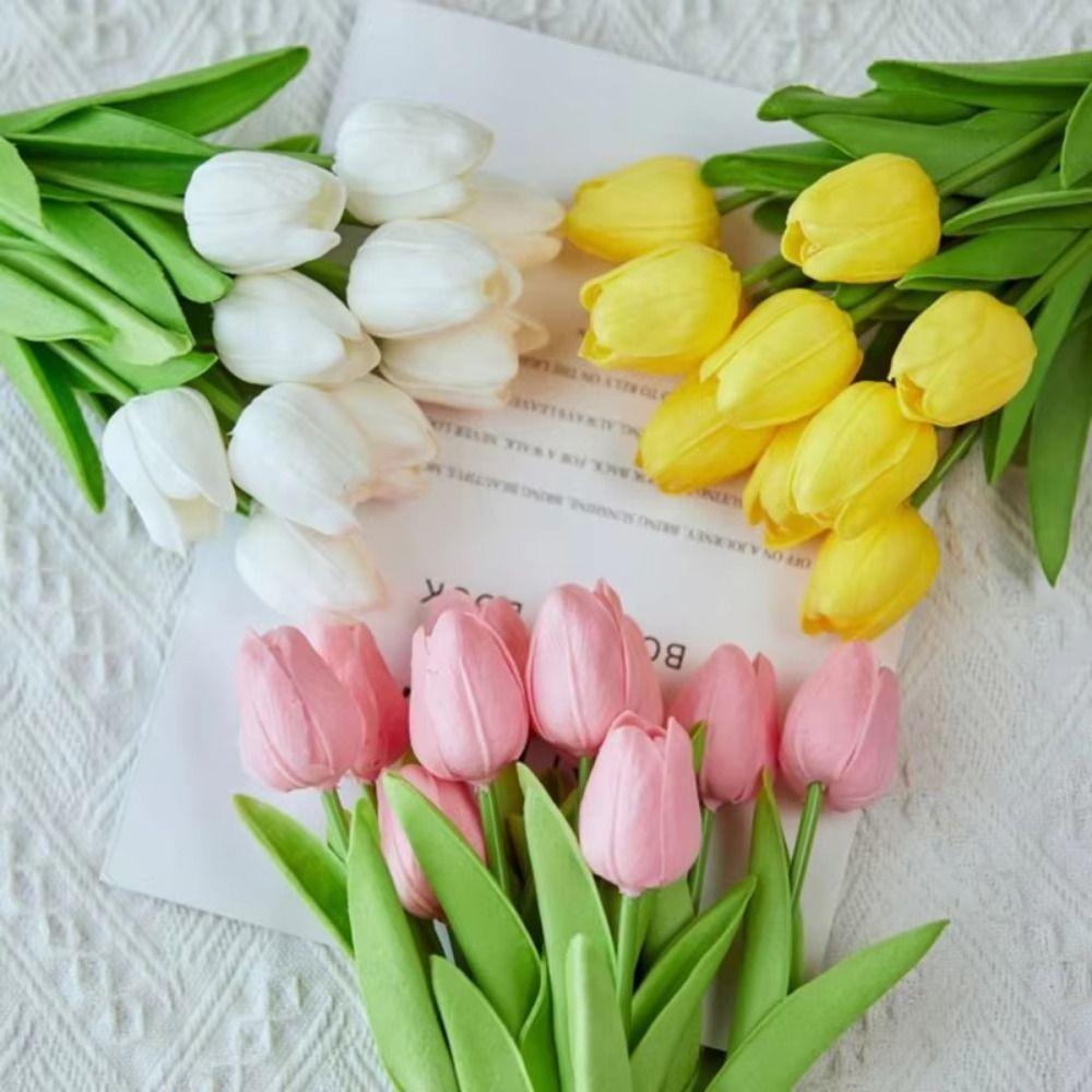 10Pcs Silk Flower Simulated Tulip Flower Creative Artificial Tulip Flowers  Garden Decor
