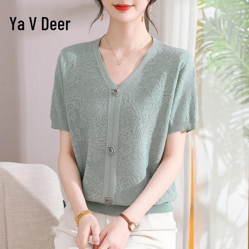 Yalu Women s Elegant V-Neck Knit Top 2XL