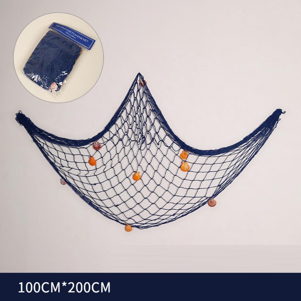 Wall Mounted Photo Hanging Fishing Net with Shells Coastal Style Net Display Wall Decor Bohemian Multi-size Beach Theme Decor