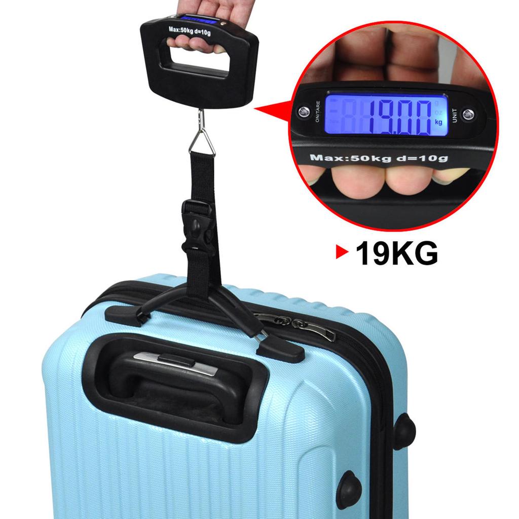 50kg/10g Digital Luggage Scale Electronic Portable HandHeld Suitcase Travel Weigh Electronic Travel Hanging Scale Bathroom Scale