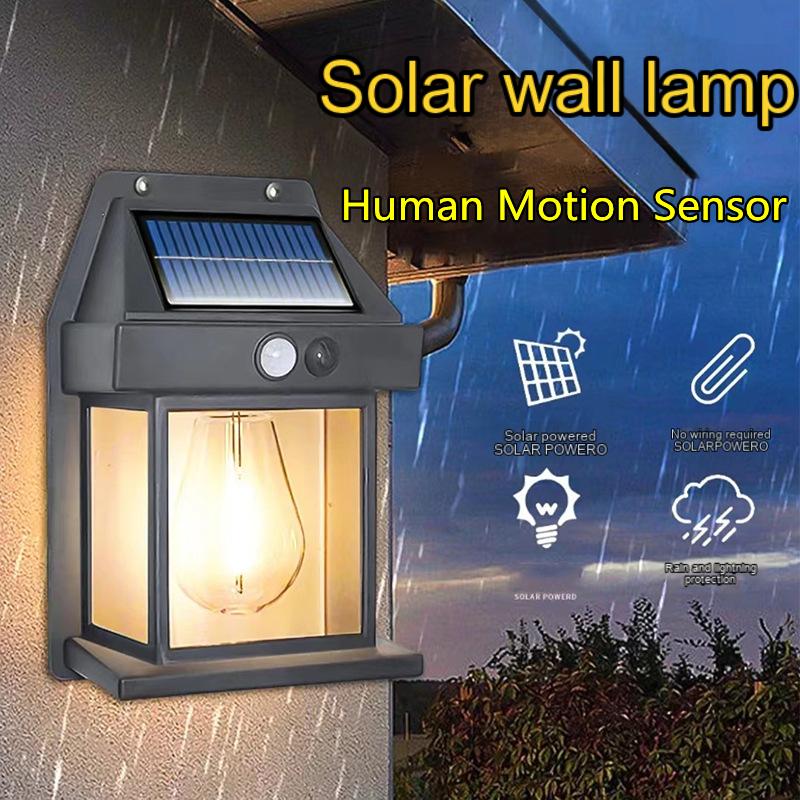 Solar Outdoor Led Courtyard Wall Lamp Human Body Induction Motion Sensor Garden Terrace Garage Door Street Fence Porch Lamp