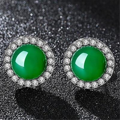 Orecchini in agata verde da donna, con catena verde perforata, orecchini con diamanti intarsiati, temperamento alla moda