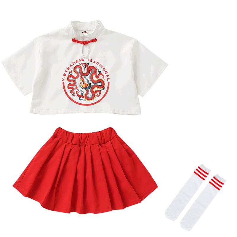 Ethnische Hanfu-Sommergarnitur für Jungen - Chinesischer Stil Schulchor & Abschlussuniform