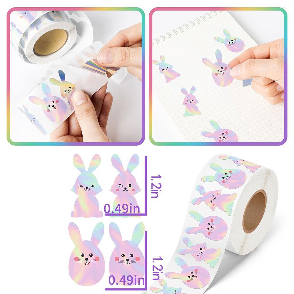 500PCS Cartoon Rabbit Easter Seal Sticker Self-adhesive Multiolor Easter Egg Stickers Envelope Sealing Waterproof