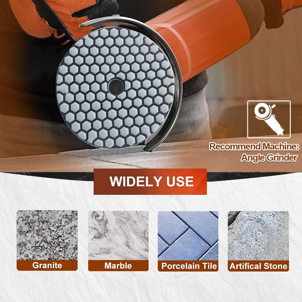 6Pcs 100mm 4inch Dry Polishing Pad Sanding Discs for Marble Granite Ceramic Stone  Angle Grinders Diameter