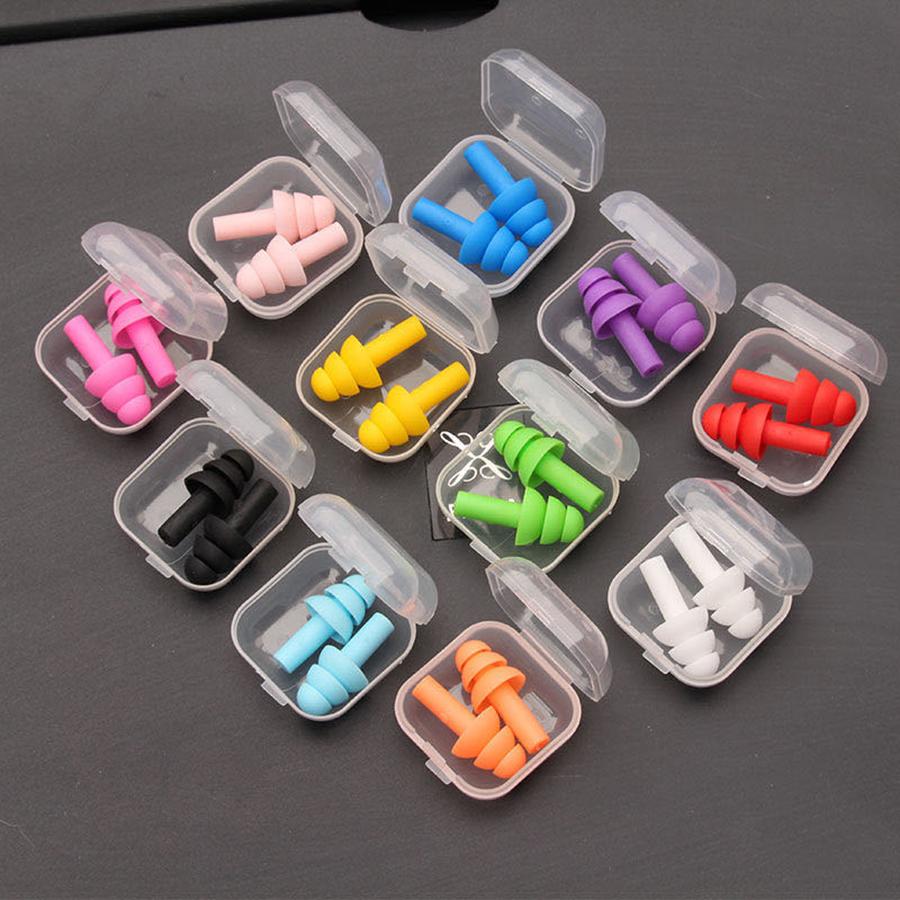 10Pairs Solid Color Anti Noise Sleep Silicone Earplugs with Mini Storage Box 2 Shape Available Water-resistant Swimming Earplugs