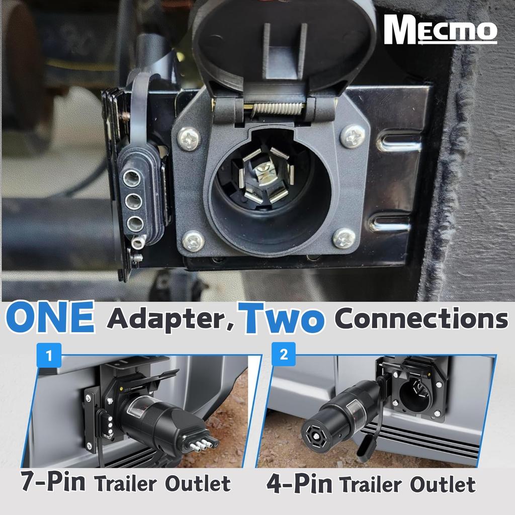 MECMO Multi-Toe 4-Way Flat to 7-Way RV and 4-Way Flat Female End Trailer