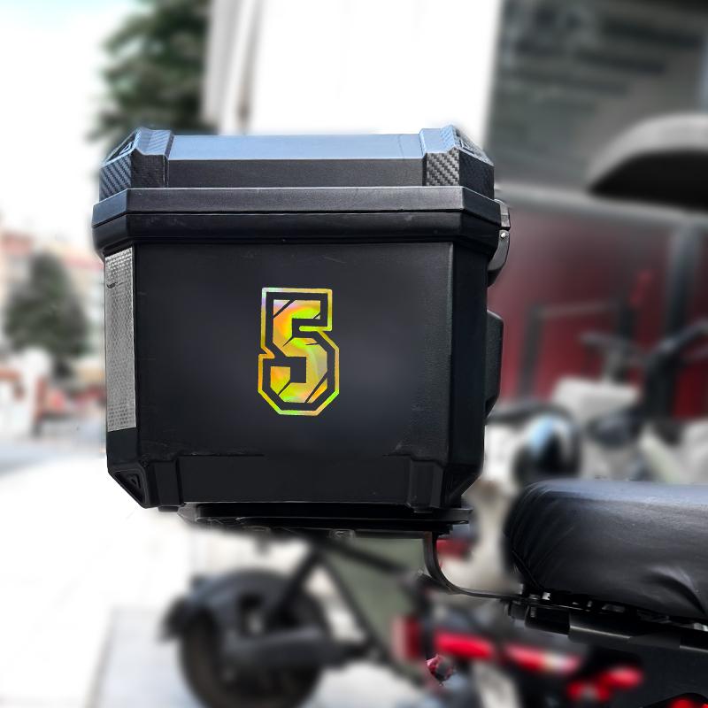1PC Gold Laser Number 0 To 9 Motorcycle Stickers Waterproof for Motorcycle Helmet Fairing Tailbox Car Body Universal Vinyl Decal