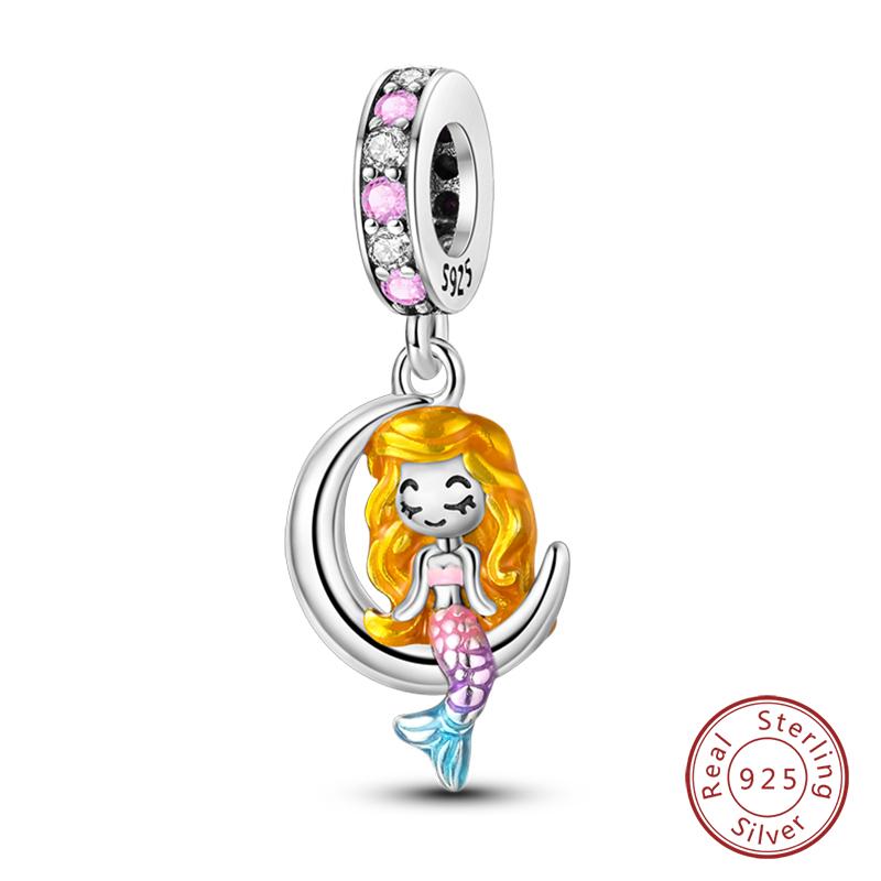 Fashion Copper Sparkling Zircon Star Moon Series Charms Beads Fit Qikaola Original Bracelets Diy Birthday Jewelry