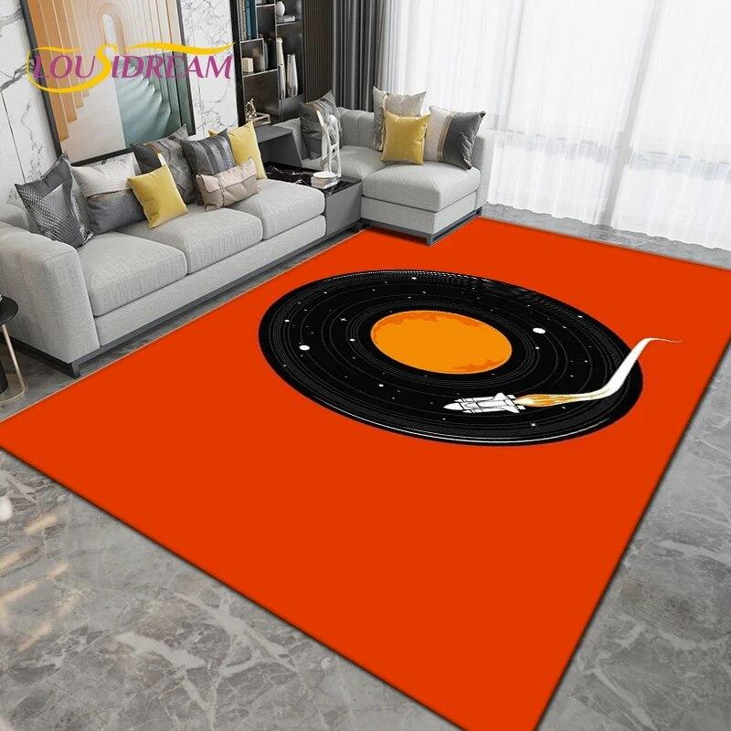 Classical Music Vintage Vinyl Record Area Rug Large,Carpet Rug for Living Room Bedroom Sofa,Kitchen Bathroom Non-slip Floor Mats