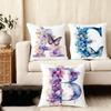Letters Floral Print Cushion Cover Soft Plush Fabric Double-Sided Printed Sofa Cushion Cover For All Seasons Home Decor Gift