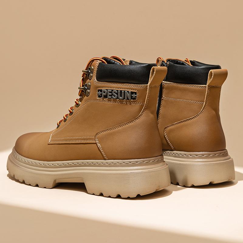 Luxury Brand Lace-Up Formal Busines Footwear Leisure Walk Man Motorcycle Boots Classic Mens High Top shoes All-match Basic Boots