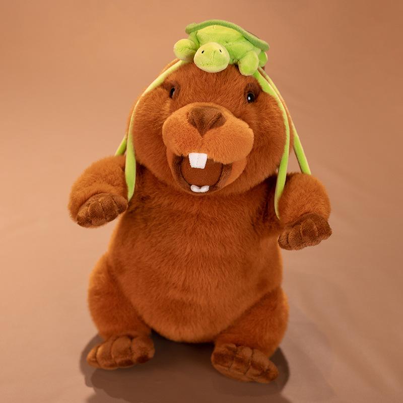 Cute Groundhog Back Turtle Bag Plush Toy Bag Pendant Keychain Doll Children Comfort Doll