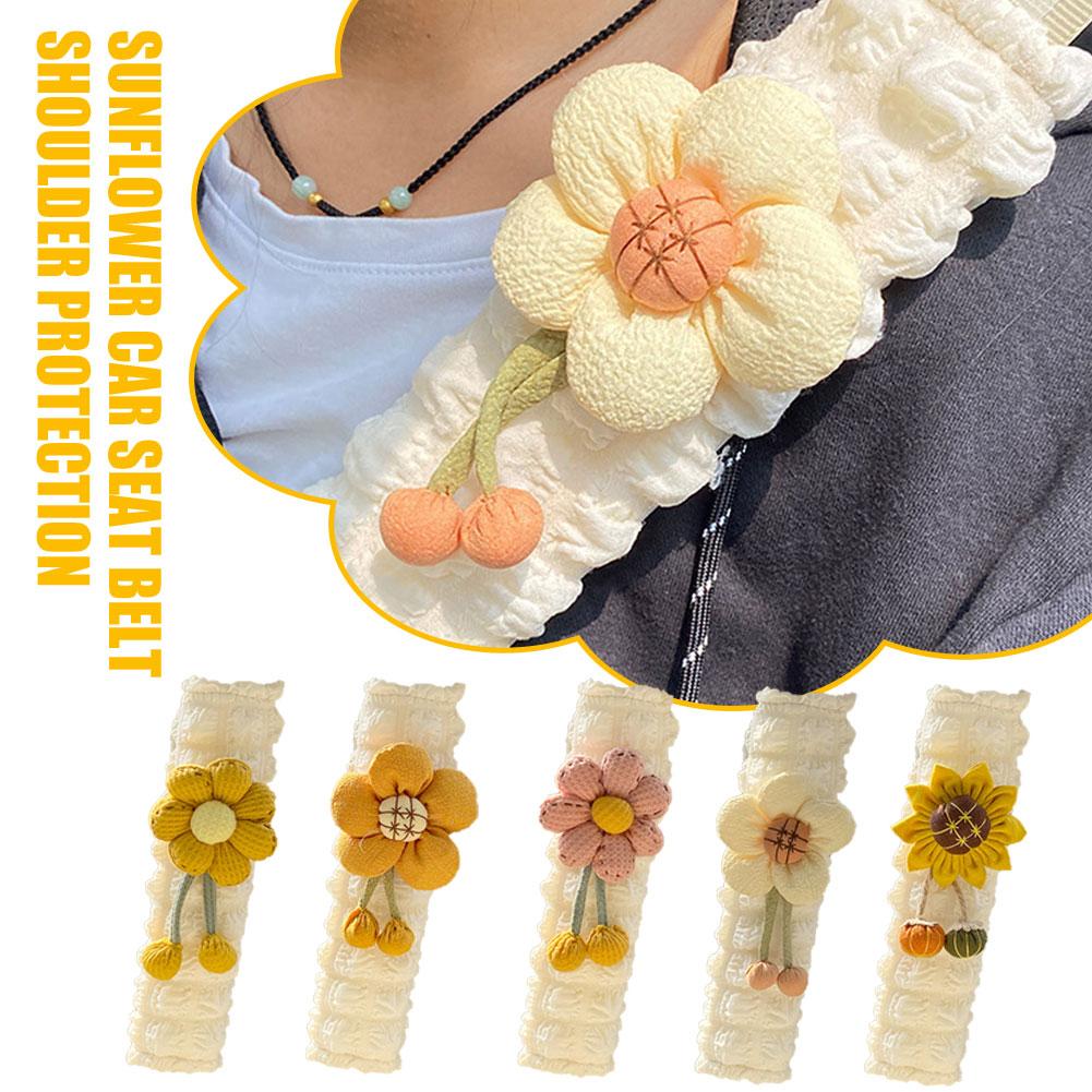

Car Seat Belt Cover Cute Sunflower Shoulder Pad Protection Breathable Interior Soft Comfortable Decoration Car Accessories V5N4