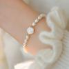 Simple Freshwater Pearl Bracelet Flower White Rose Rice Pearl Bracelet Personalized Versatile Bracelet