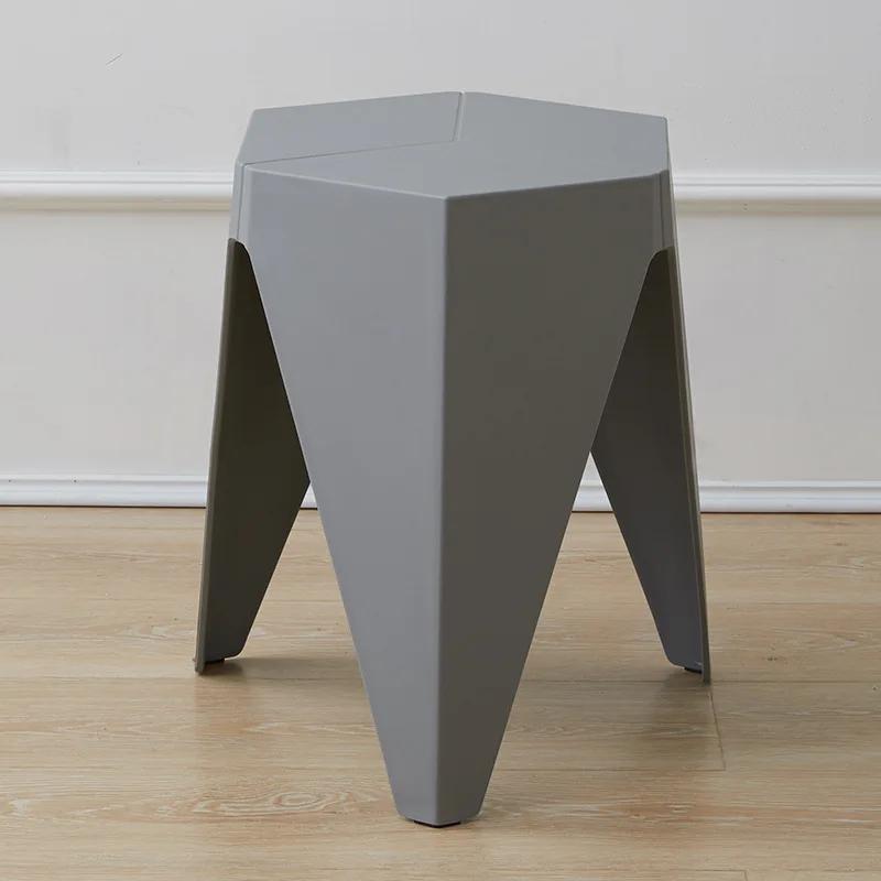 Ins Creative Modern Shoe Replacement Bench Footstool Non Slip Thick Plastic Small Stool Low Geometric Furniture Home