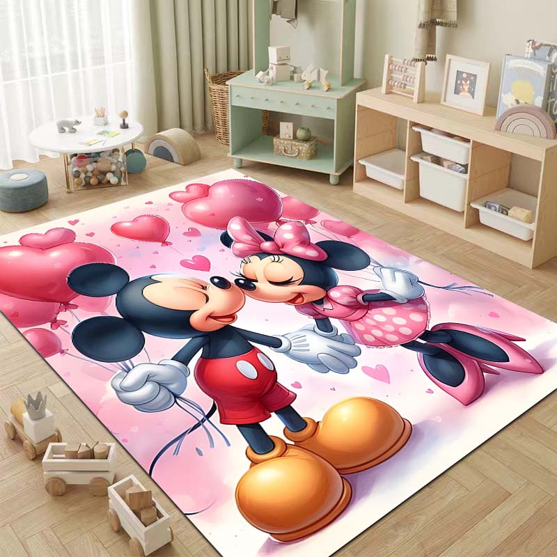 1PC Disney Minnie Mickey Mouse Print Carpet for Living Room Bedroom Kid's Room Home Decor Non-slip Mat Area Rug Luxury Gift
