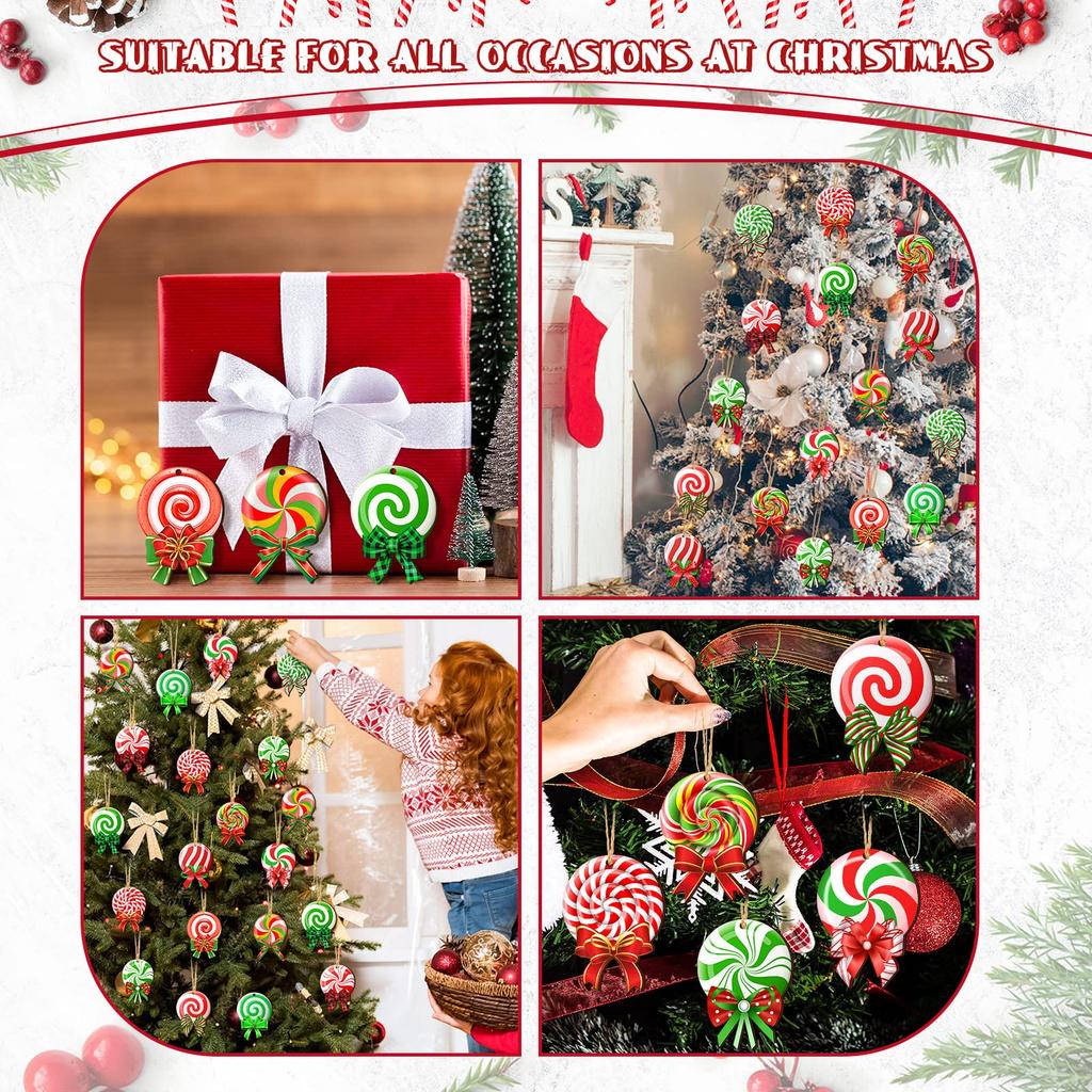 Peppermint Christmas Tree Ornaments Colorful Peppermint Wood Ornaments Lollipop Candy Christmas Ornaments