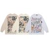 American Street Oversize Graffiti Long-Sleeved Bottom T-Shirt Men'S And Women'S Vibe Hip-Hop Trendy Long Tee Shirt