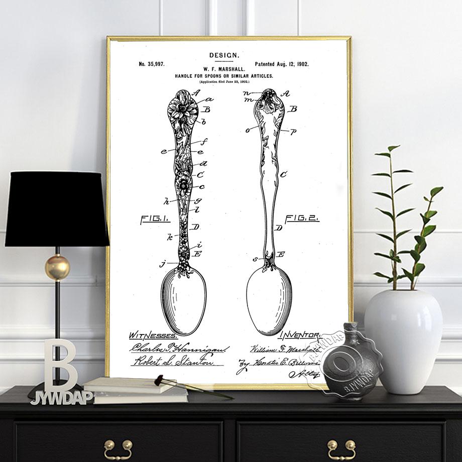 Knifes Forks Goblet Spoon Dinner Plate Print Poster Kitchen Dining Room Teaspoons Wall Picture Home Decor Canvas Painting No Frame