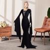 Dámské Halloweenské šaty Šněrovací Slim Fit Nepravidelný Volán Manžeta Zvonové Rukávy Vyhloubené Kulatý výstřih Jednobarevné Upíři Cosplay Performance Maxi šaty