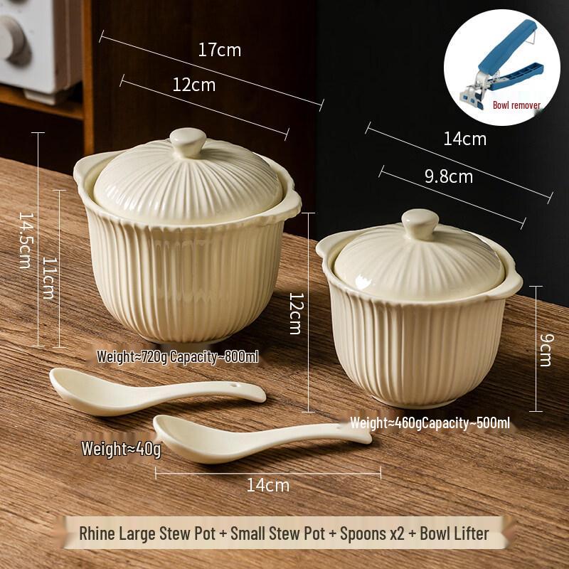 Ceramic Double-Ear Stew Pot Set with Lids