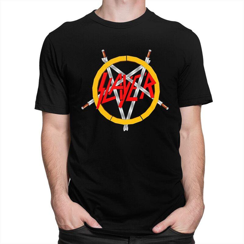Custom Heavy Metal Rock Slayers Logo T Shirts Men ShortSleeve Tshirt Casual Tee 100 Cotton Oversized Tshirt Gift