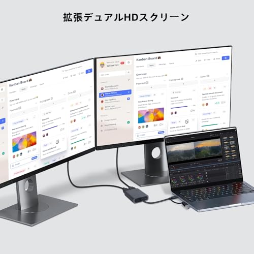 USB-A 3.0/Type-C Dual HDMI Display Adapter, MST USB A/C HDMI Converter Adapter, USB B-A/C Port Expansion, 1920*1080P 60Hz, USB B Type A/C to Dual HDMI