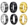 Black Stainless Steel Couple Ring Fashion Hammered Multi-faceted Titanium Rings for Men Women Wedding Engagement Jewelry