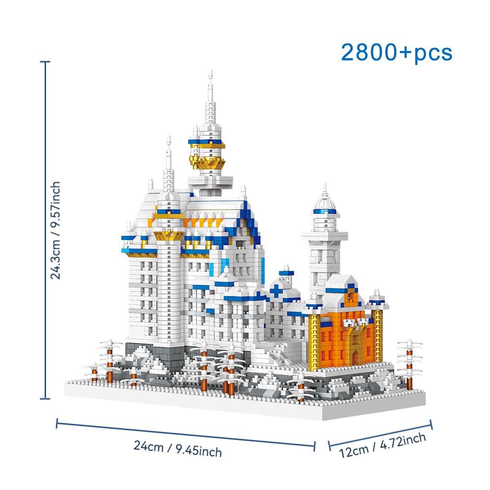 Creative Tabletop Decoration Micro Bricks Set Diamond Snowing Swan Castle Mini Building Blocks Toys For Children Birthday Gifts