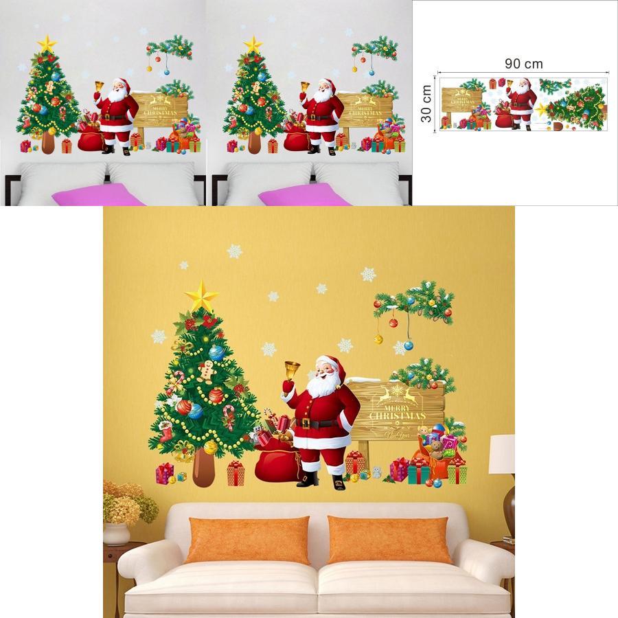 Christmas Wall Sticker Pvc Decorative Removable Santa Claus And Christmas Tree For Home Decor