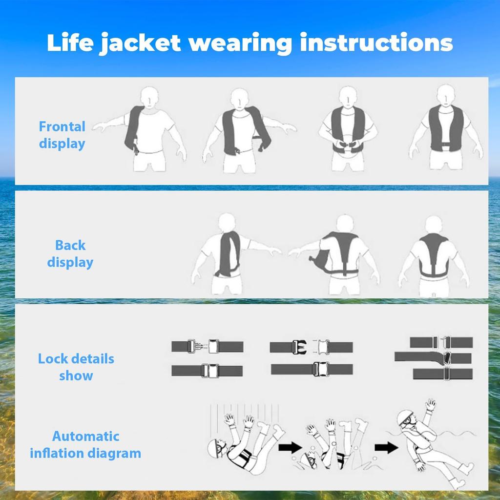 Adjustable Automatic Inflatable Life Jacket with Reflective Strips Safety Whistle Buoyancy Vest High Buoyancy