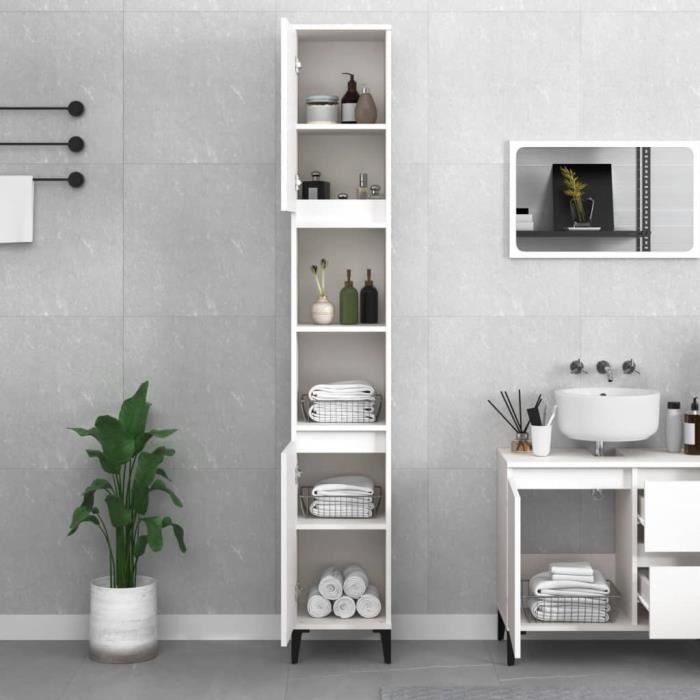 VidaXL Armoire de salle de bain blanc 30x30x190 cm bois d'ingénierie 819796