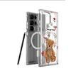 Floral Bear Magnetic Full Coverage Transparent Case for Apple iPhone 14-17 Pro Max