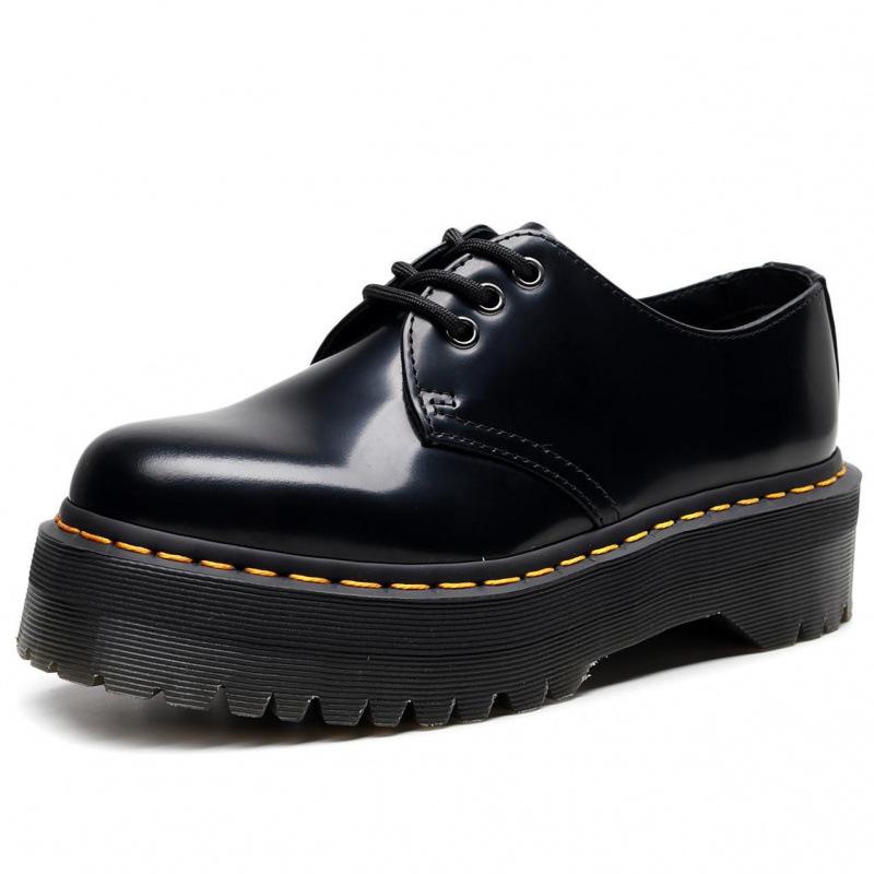 Martin bootgat kleine leren schoenen dames lage schacht, leer zacht leer ronde neus casual student muffin zool korte laarzen