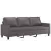 Vidaxl 3-Seater Sofa with Footstool, Grey, 180 Cm, Faux Leather