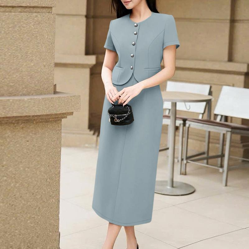 ZANZEA Women Short Sleeve Blouse and Skirts Summer Two Piece Sets