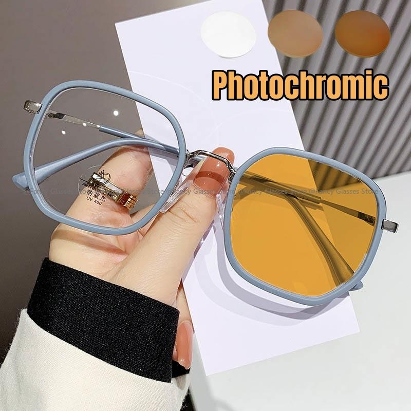 

Унисекс модные анти-УФ фотохромные очки новый стиль квадратные очки для близорукости для женщин мужчин путешествия отпуск солнцезащитные очки 0 до-4.0