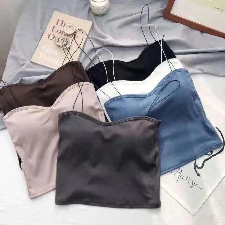 Ölgemälde Mädchen Schöner Rücken Weste Bandeau mit herausnehmbaren Polstern - Vielseitiges geripptes Camisole für Ober- oder Unterwäsche