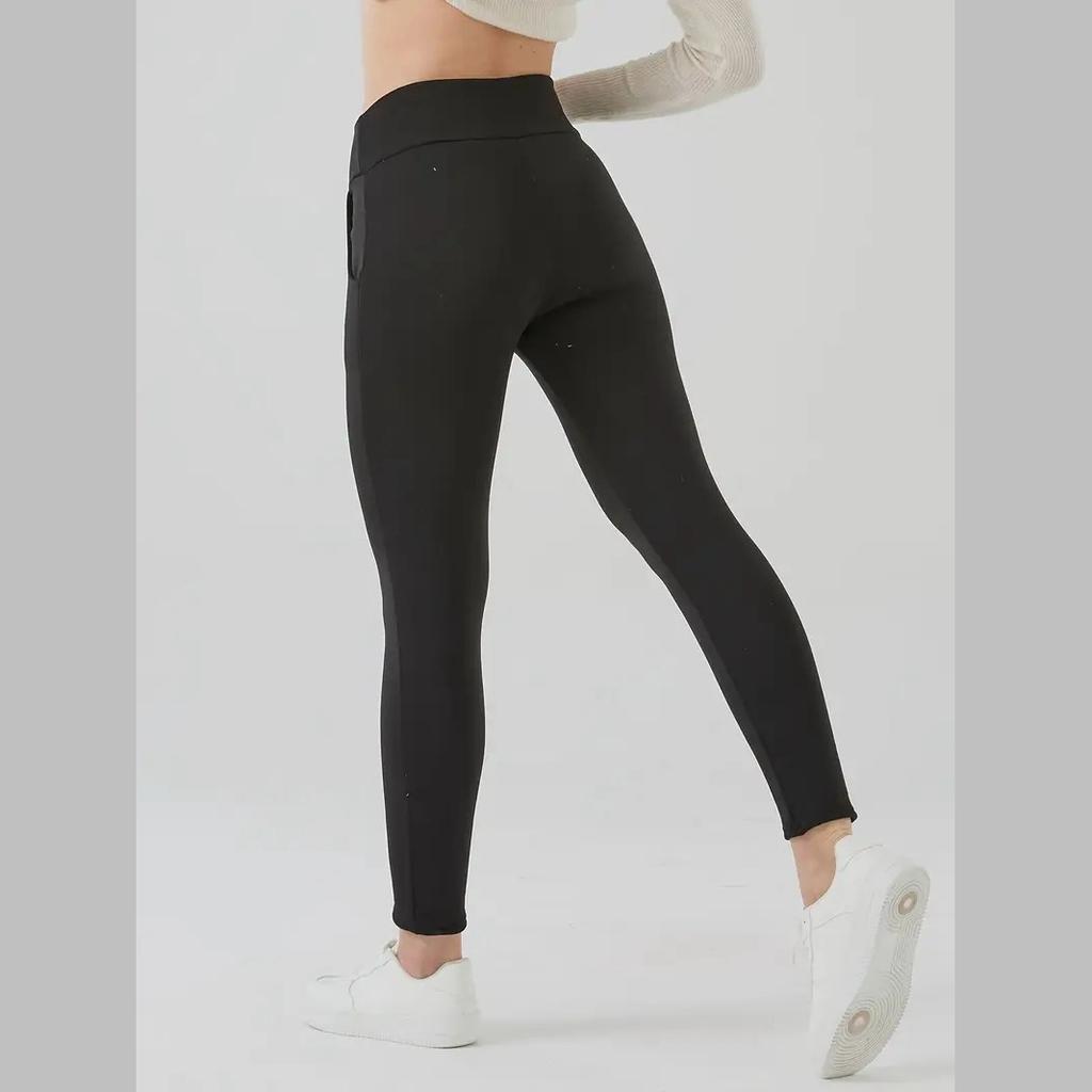 Women's Thickened Winter with Pocket High Waisted Fleece-Lined Leggings for Outdoor Casual Warmth and Cold Protection