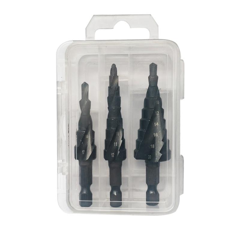 6-Piece Titanium Coated Serrated Step Drill Bit Set - Rustproof, Durable, High-Efficiency Twist Hole Opener.