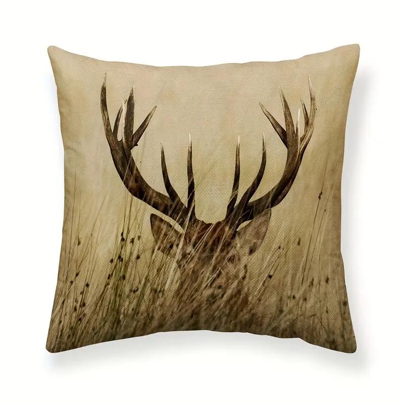 1pc Decorative Throw Pillow Cover Modern European Retro Deer HeadSingle Side Printing Decoration Home Sofa Car Cushion Cover